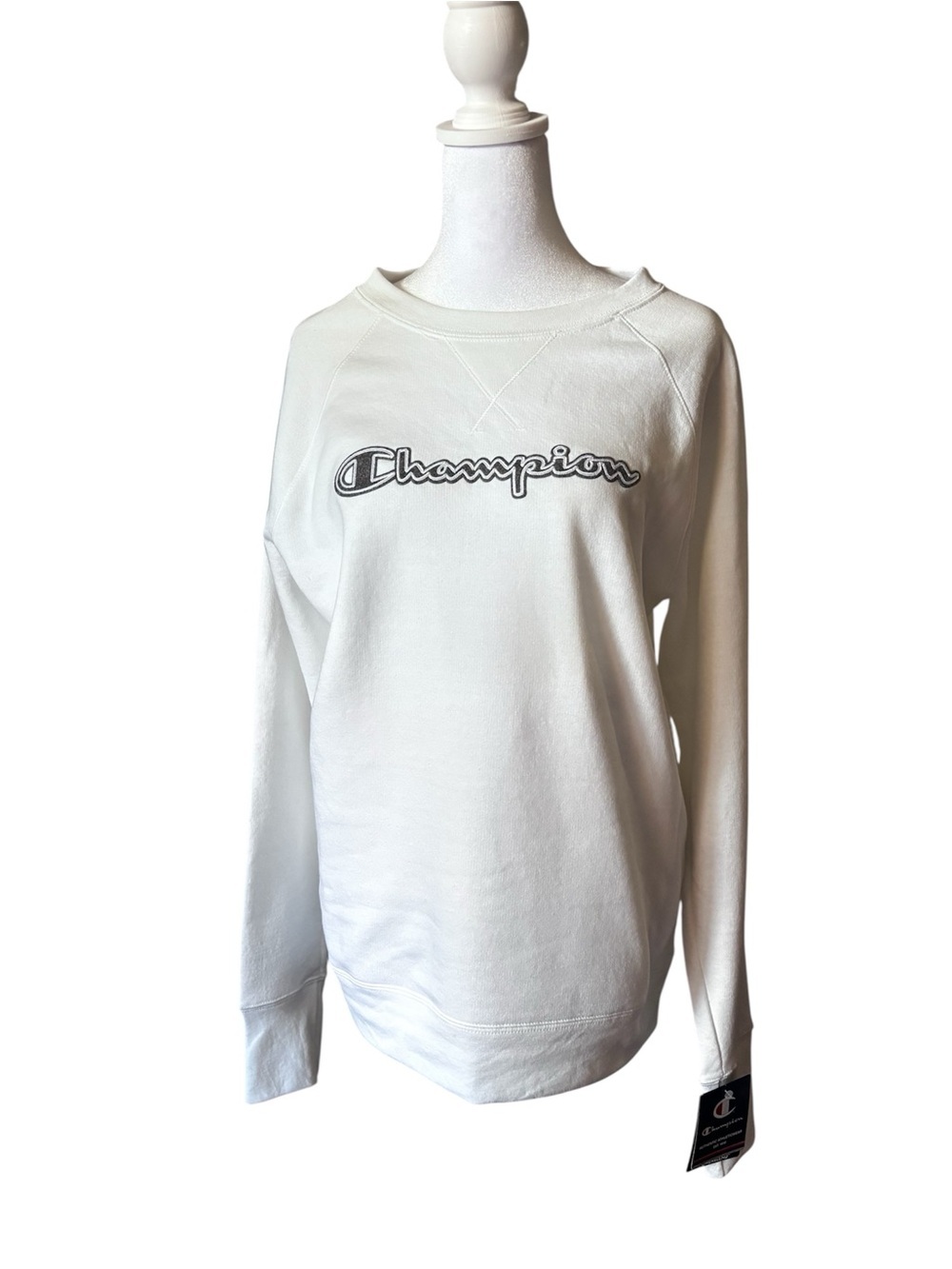 Champion Women's Ivory Logo Crewneck Sweatshirt New With Tags